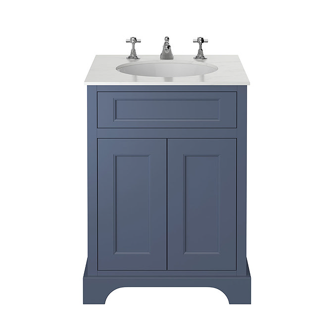 Heritage Wilton Maritime Blue 600mm Freestanding Vanity with White Marble Effect Basin Top