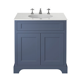 Heritage Wilton Maritime Blue 800mm Freestanding Vanity with White Marble Effect Basin Top
