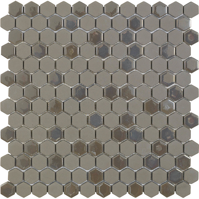 Hex Brown Mosaic Tile Sheet - 301 x 297mm Profile Large Image