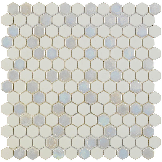 Hex White Mosaic Tile Sheet - 301 x 297mm  Profile Large Image