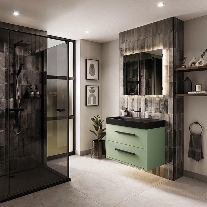 HIB Atrium 80 Semi-Recessed LED Aluminium Mirror Cabinet