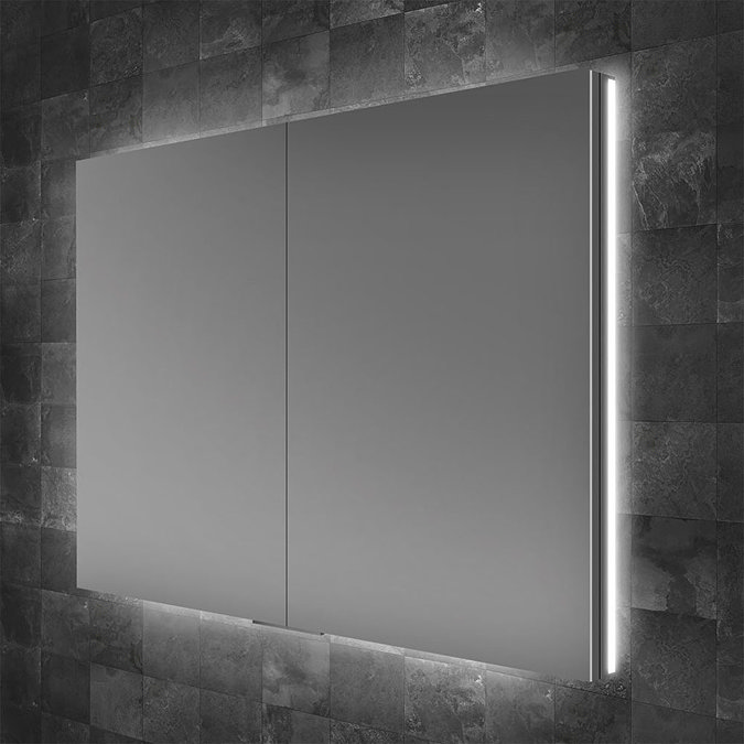 HIB Atrium 80 Semi-Recessed LED Aluminium Mirror Cabinet - 53200 Large Image