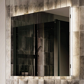 HIB Atrium 80 Semi-Recessed LED Aluminium Mirror Cabinet