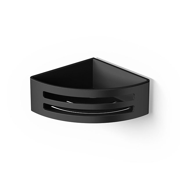 HIB Atto Black Corner Shower Basket With Removable Tray