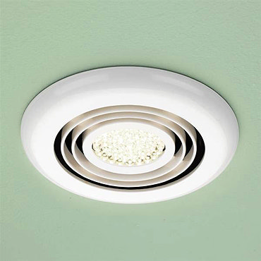 HIB Cyclone White Wet Room Inline Fan with LED Lights - Warm White - 33800  Profile Large Image