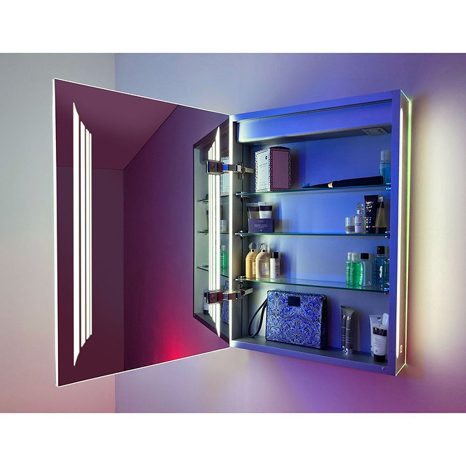 HIB Dimension 50 Bluetooth LED Illuminated Aluminium Mirror Cabinet - 54500  Profile Large Image