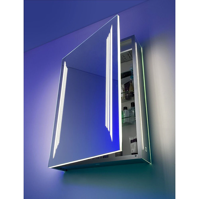 HIB Dimension 50 Bluetooth LED Illuminated Aluminium Mirror Cabinet - 54500  In Bathroom Large Image