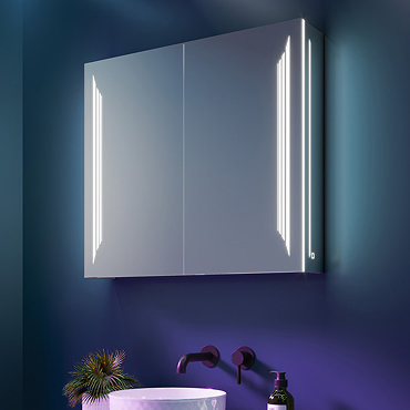 HIB Dimension 80 Bluetooth LED Illuminated Aluminium Mirror Cabinet - 54700  Profile Large Image