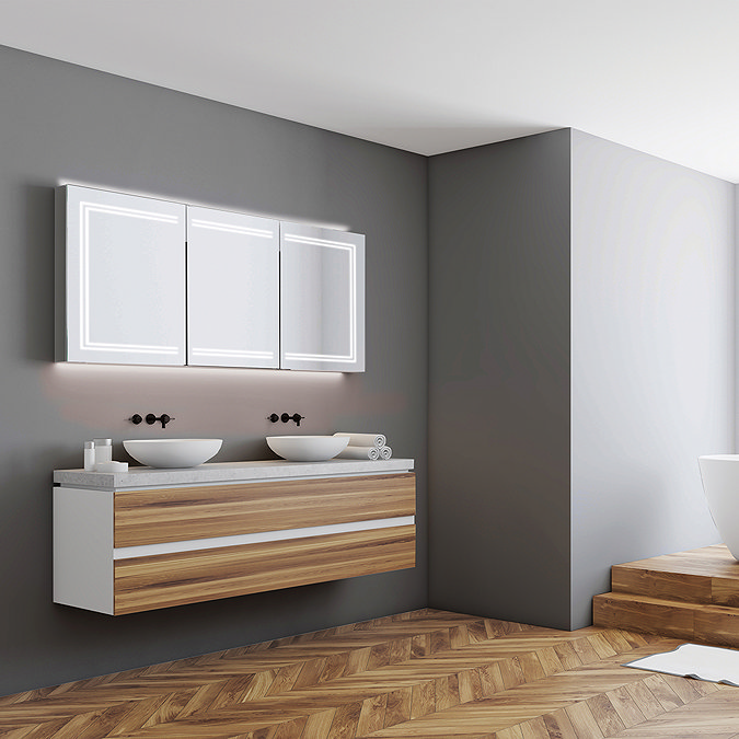HIB Edge 120 LED Illuminated Aluminium Mirror Cabinet