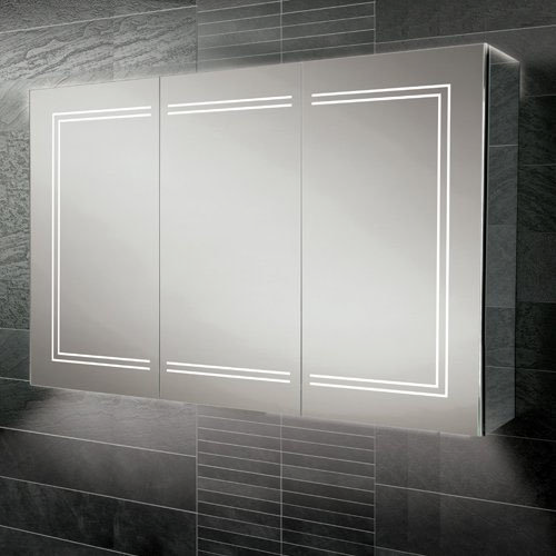 HIB Edge 120 LED Illuminated Aluminium Mirror Cabinet - 49700 Large Image