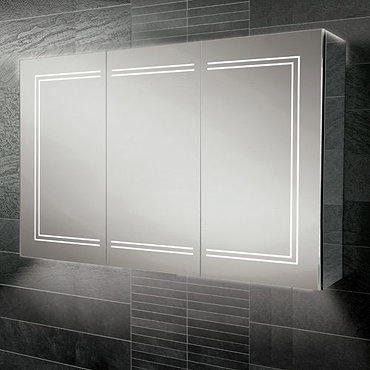 HIB Edge 120 LED Illuminated Aluminium Mirror Cabinet - 49700  Profile Large Image