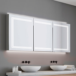 HIB Edge 120 LED Illuminated Aluminium Mirror Cabinet