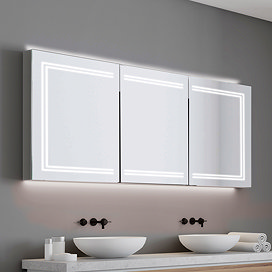 HIB Edge 120 LED Illuminated Aluminium Mirror Cabinet