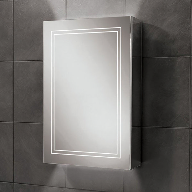 HIB Edge 50 LED Illuminated Aluminium Mirror Cabinet - 49400 Large Image