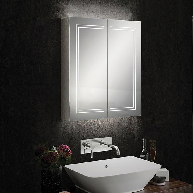HIB Edge 60 LED Illuminated Aluminium Mirror Cabinet - 49500 Large Image