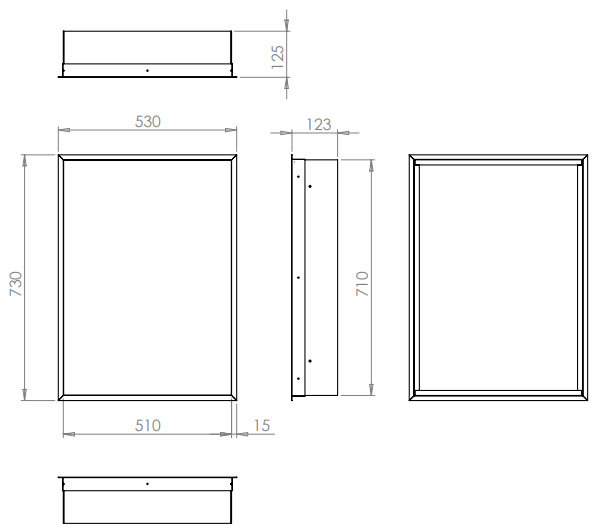 HIB Essence 50 Recessed Aluminium Mirror Cabinet - 51000