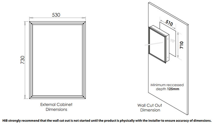 HIB Essence 50 Recessed Aluminium Mirror Cabinet - 51000