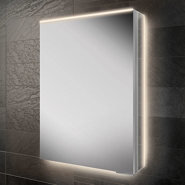 HIB Ether 50 LED Illuminated Aluminium Mirror Cabinet - 50500  Profile Large Image