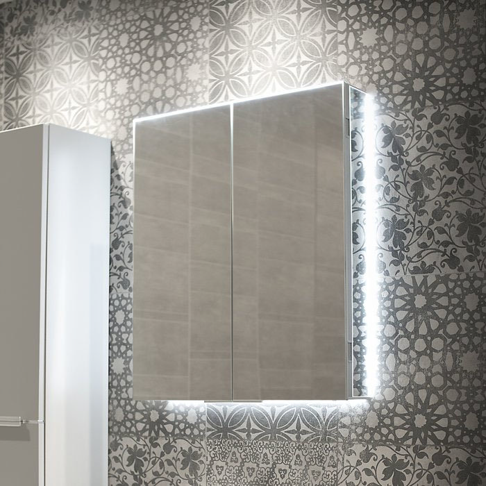 HIB Ether 60 LED Illuminated Aluminium Mirror Cabinet - 50600  Profile Large Image