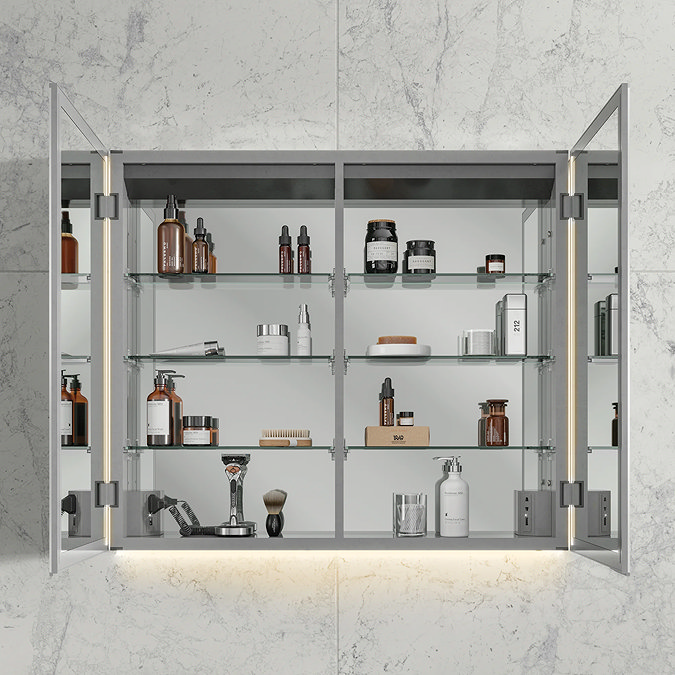 HIB Ether 60 LED Illuminated Aluminium Mirror Cabinet