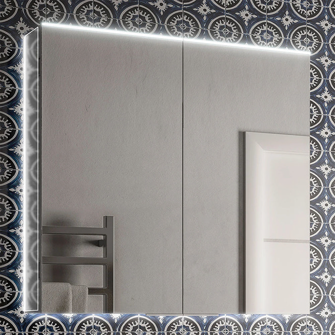 HIB Ether 80 LED Illuminated Aluminium Mirror Cabinet - 50700 Large Image