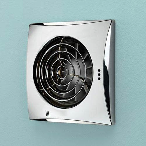 HIB Hush Wall Mounted Bathroom Fan with Timer & Humidity Sensor - Chrome - 33200