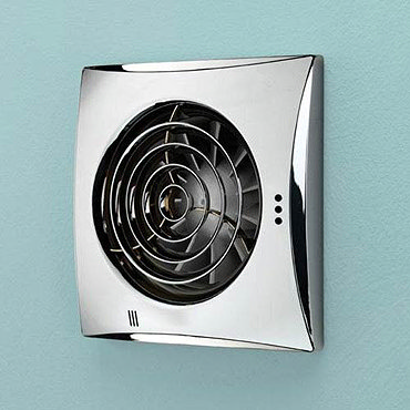 HIB Hush Wall Mounted Bathroom Fan with Timer & Humidity Sensor - Chrome - 33200  Profile Large Image