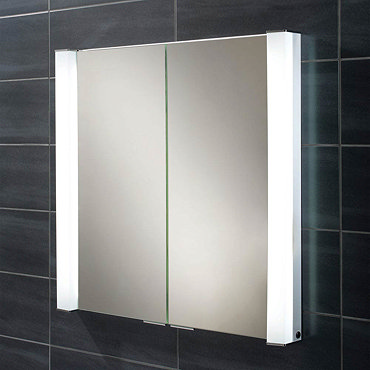 HIB Laser Recessed Fluorescent Aluminium Mirror Cabinet - 44300  Profile Large Image