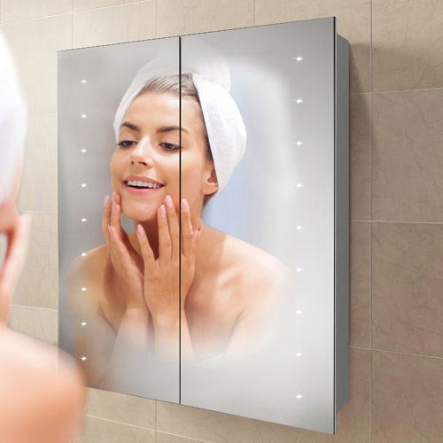 HIB Nimbus 60 LED Demisting Aluminium Mirror Cabinet - 45900 Profile Large Image
