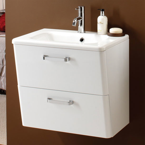 HIB - Palamas Wall Hung 600mm Unit with Basin - White - PAL-WH-WHI Large Image