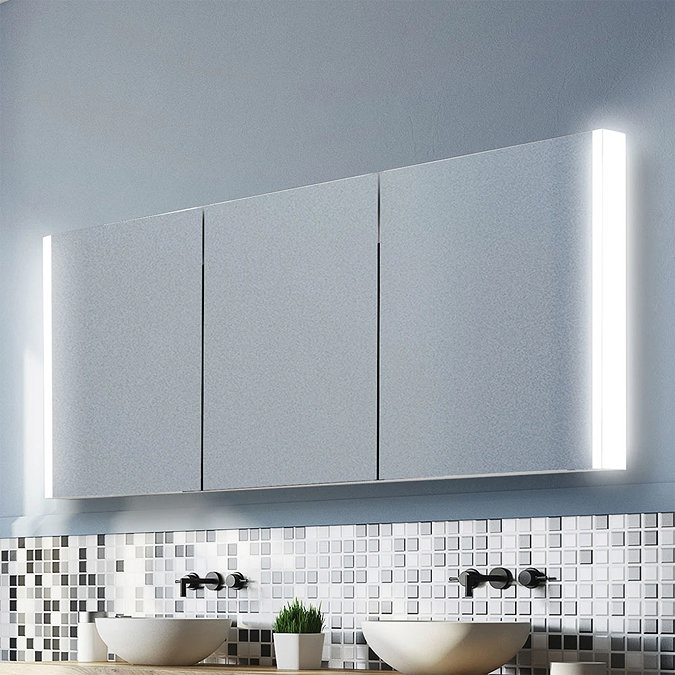 HIB Paragon 120 LED Illuminated Aluminium Mirror Cabinet - 52100 Large Image