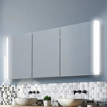 HIB Paragon 120 LED Illuminated Aluminium Mirror Cabinet - 52100  Profile Large Image