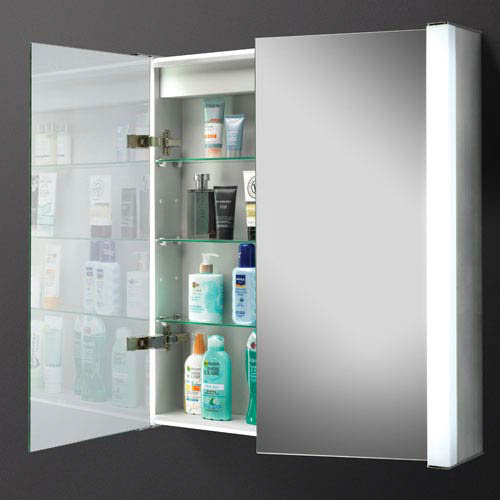 HIB Photec Fluorescent Aluminium Mirror Cabinet - 43200 Profile Large Image
