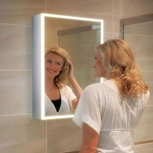 HIB Qubic 50 LED Aluminium Mirror Cabinet - 46400  Feature Large Image
