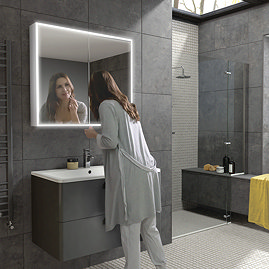 HIB Qubic 80 LED Aluminium Mirror Cabinet