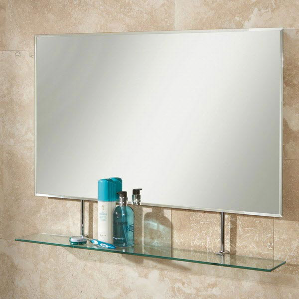 HIB Sati Rectangular Bathroom Mirror with Glass Shelf - 77264000 Large Image
