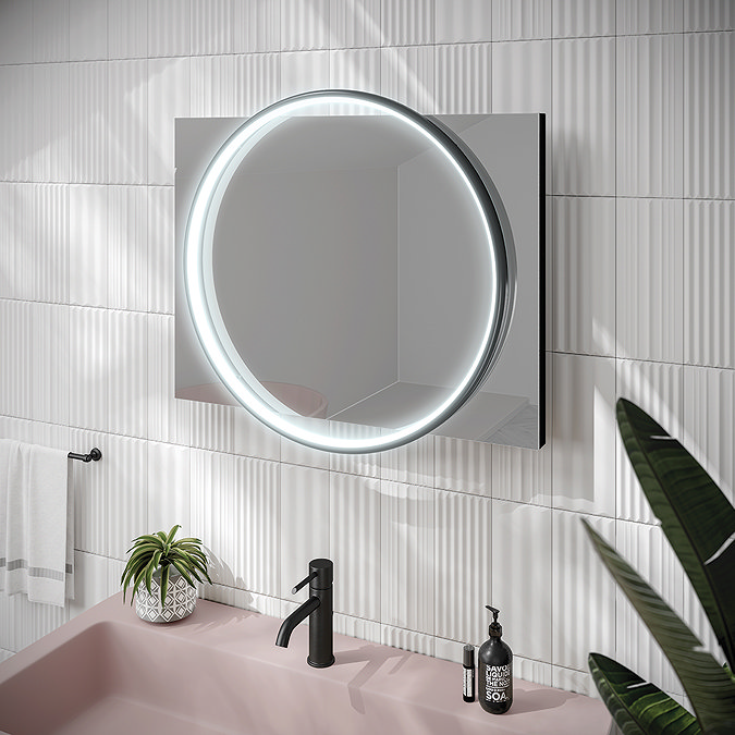 HIB Solas 50 LED Illuminated Mirror (Matt Black Frame) - 79520500  Feature Large Image