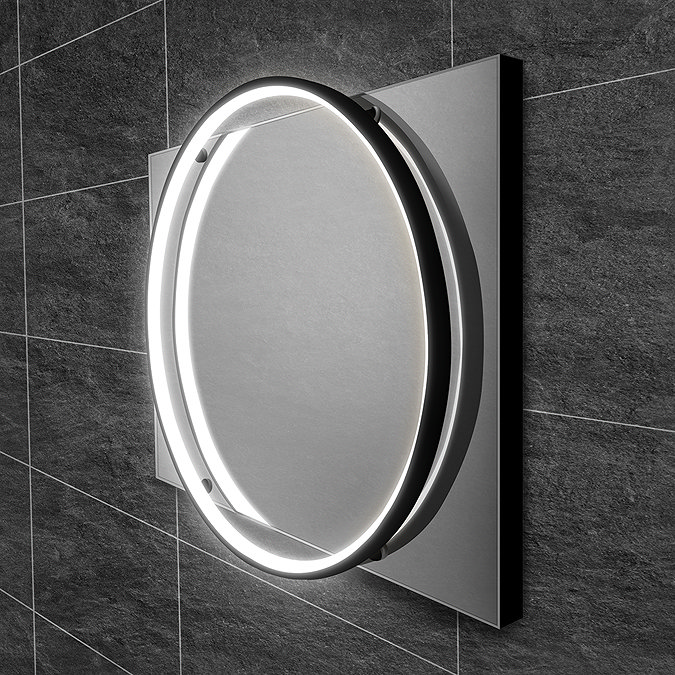 HIB Solas 50 LED Illuminated Mirror (Matt Black Frame) - 79520500 Large Image