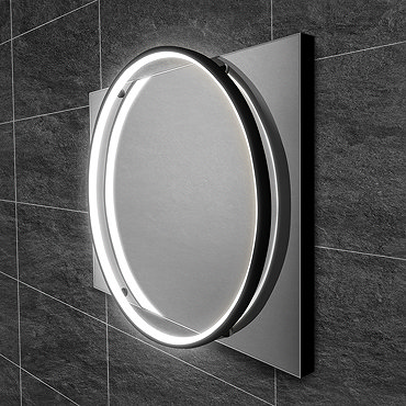 HIB Solas 50 LED Illuminated Mirror (Matt Black Frame) - 79520500  Profile Large Image