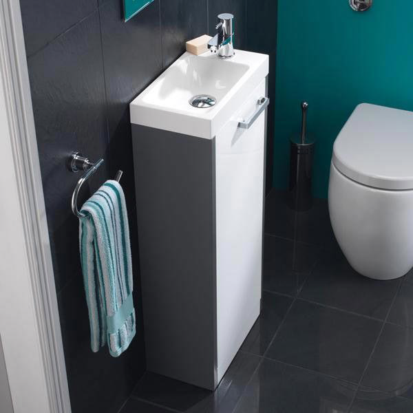 HIB Solo 40cm Floor Standing Unit - Anthracite/White Gloss - 9602300 Large Image