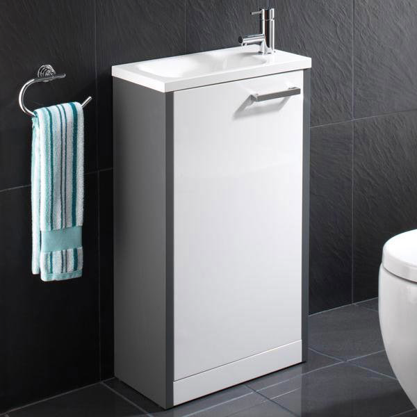 HIB Solo 50cm Floor Standing Unit - Anthracite/White Gloss - 9602500 Large Image