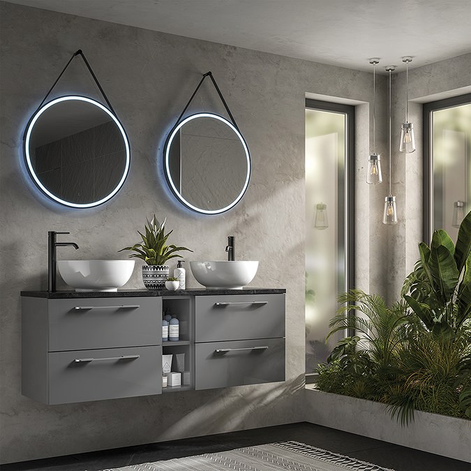 HIB Solstice Matt Black 60 Round LED Illuminated Mirror