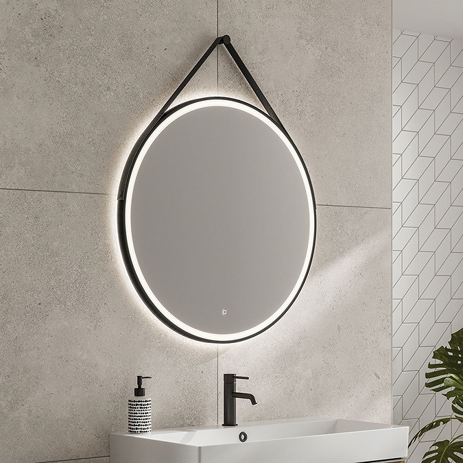 HIB Solstice Matt Black 80 Round LED Illuminated Mirror