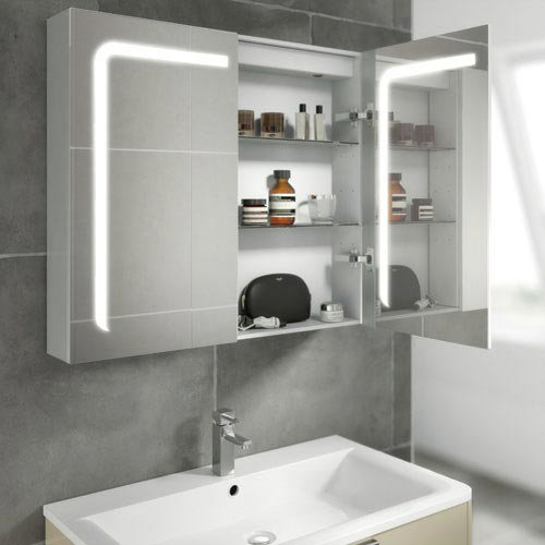 HIB Stratus 60 LED Demisting Aluminium Mirror Cabinet - 46900 Profile Large Image
