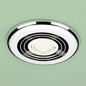 HIB Turbo Chrome Bathroom Inline Fan with LED Lights - Warm White - 33900 Large Image