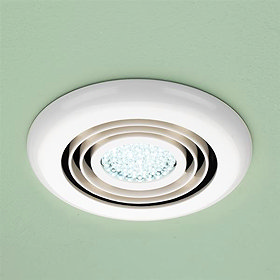 HIB Turbo White Bathroom Inline Fan with LED Lights - Cool White - 32200 Large Image