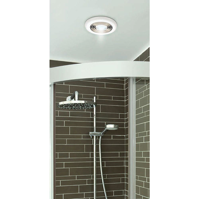 HIB Turbo White Bathroom Inline Fan with LED Lights - Warm White - 34000  Feature Large Image