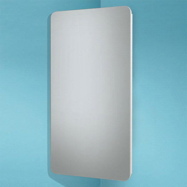 HIB Turin Corner Gloss White Mirror Cabinet - 9101300 Large Image