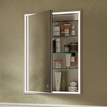 HIB Vanquish 50 Recessed LED Aluminium Mirror Cabinet - 47600  Profile Large Image