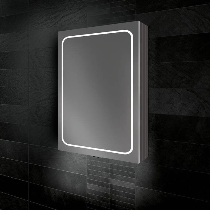 HIB Vapor 50 LED Illuminated Aluminium Mirror Cabinet - 51400 Large Image